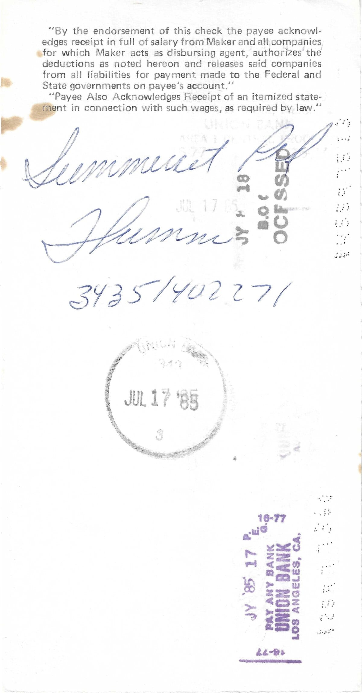 Jerry Summers - C.I.A. Agent + Stunts - "Diamonds Are Forever" - Image 2